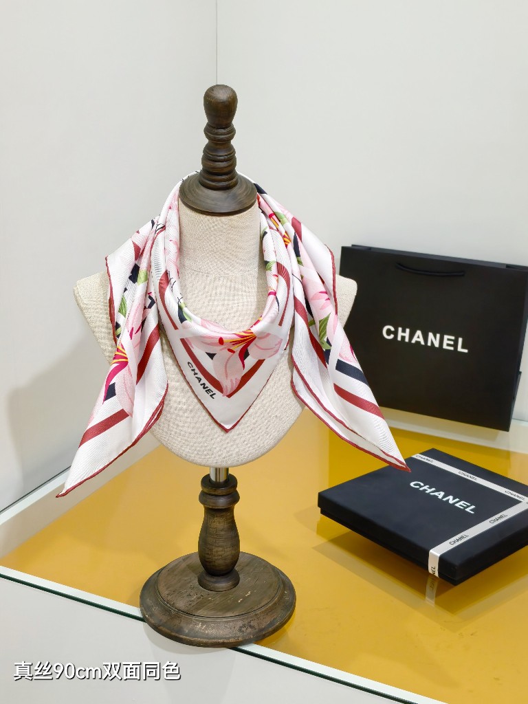 Chanel Double-Sided Silk Scarf-026