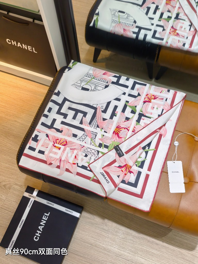 Chanel Double-Sided Silk Scarf-025