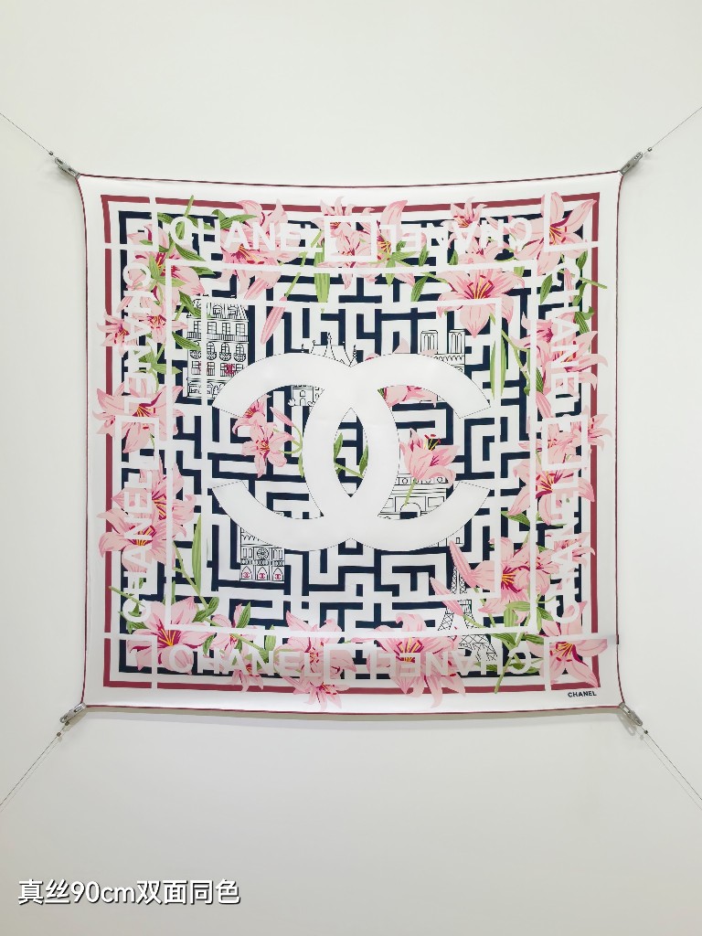 Chanel Double-Sided Silk Scarf-024