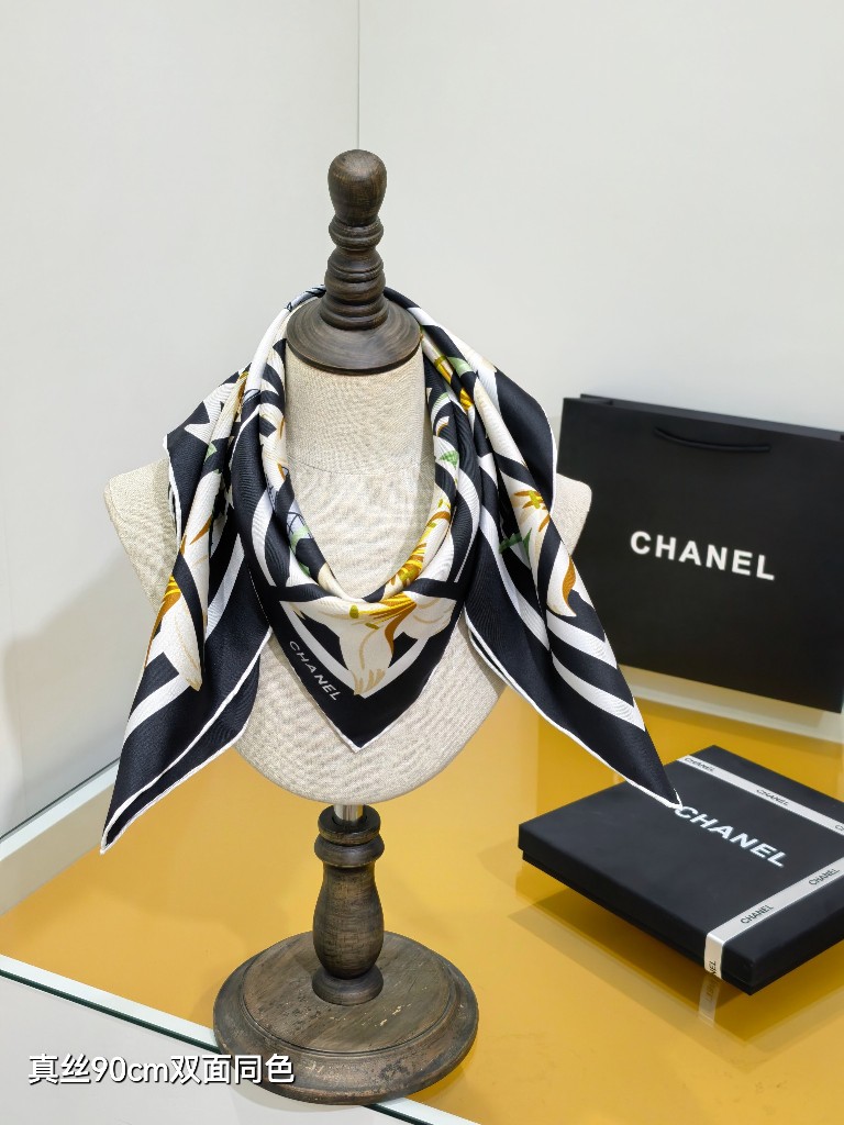 Chanel Double-Sided Silk Scarf-023