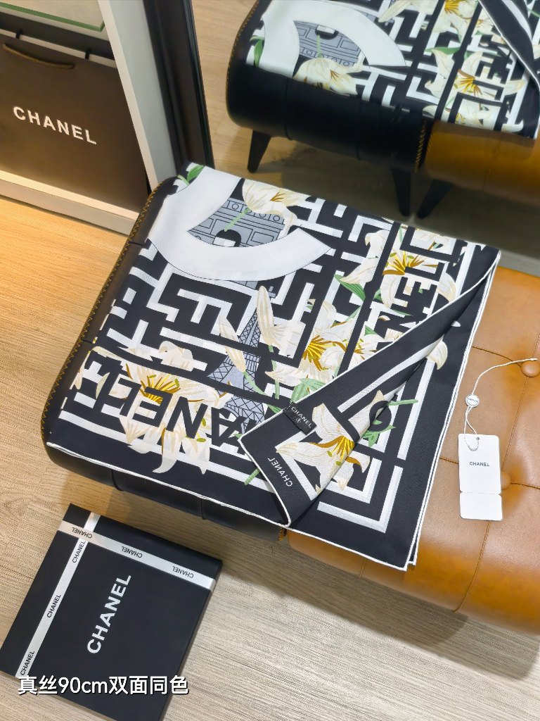 Chanel Double-Sided Silk Scarf-022