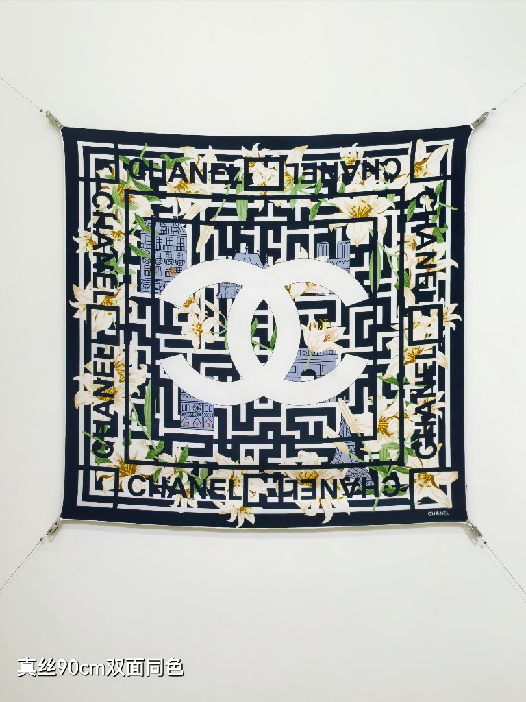 Chanel Double-Sided Silk Scarf-021