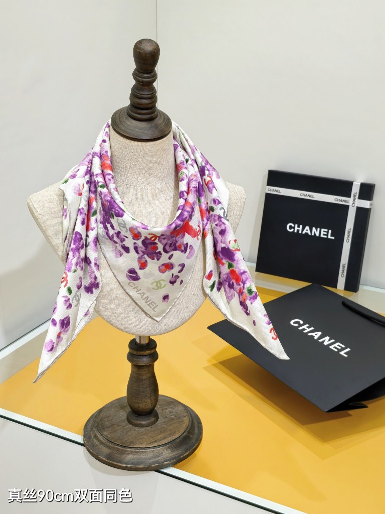 Chanel Double-Sided Silk Scarf-020