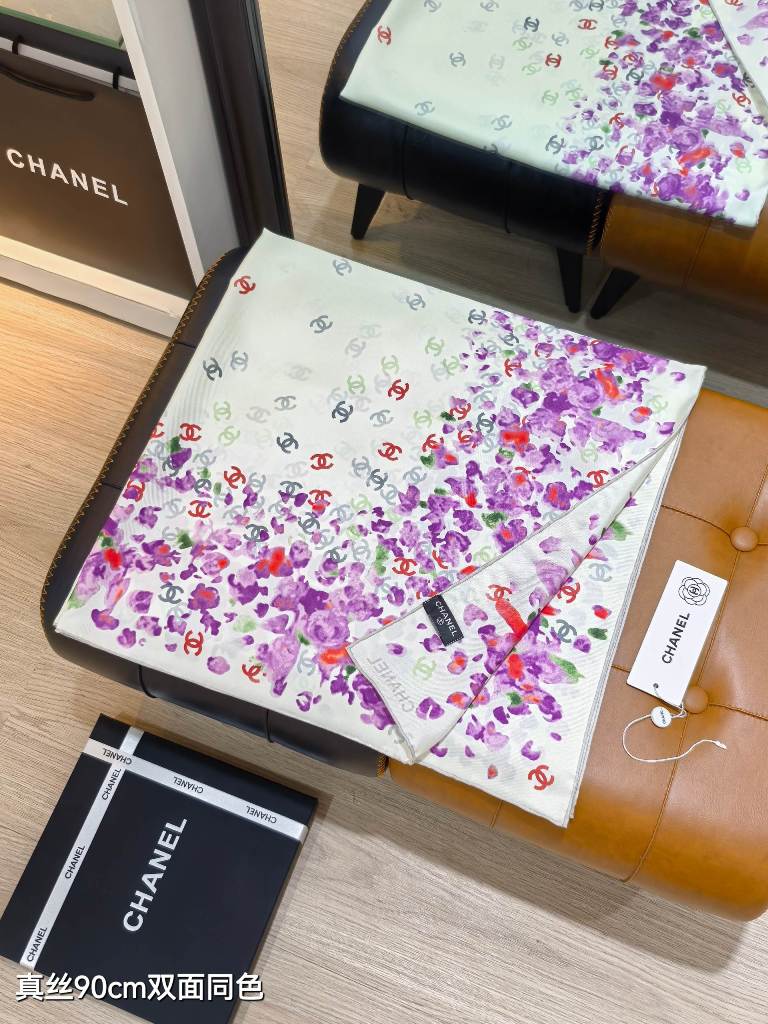 Chanel Double-Sided Silk Scarf-019