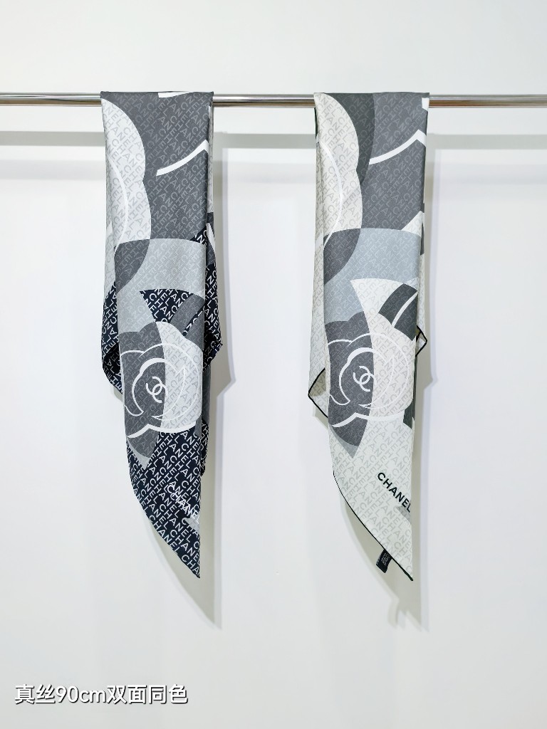 Chanel Double-Sided Silk Scarf-017