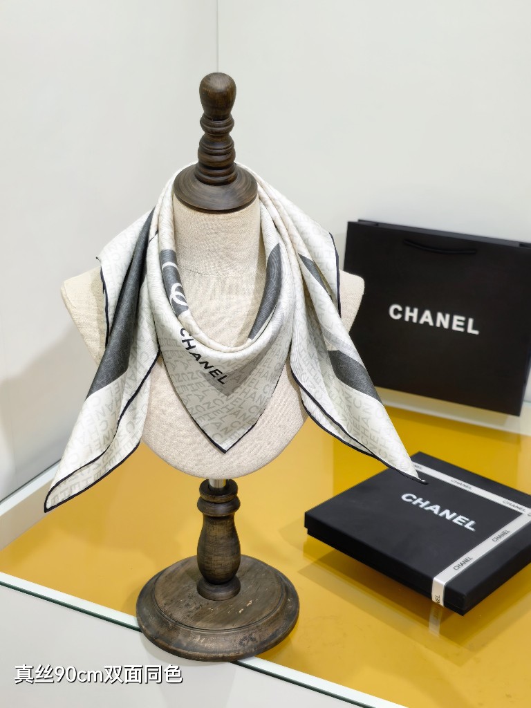Chanel Double-Sided Silk Scarf-016