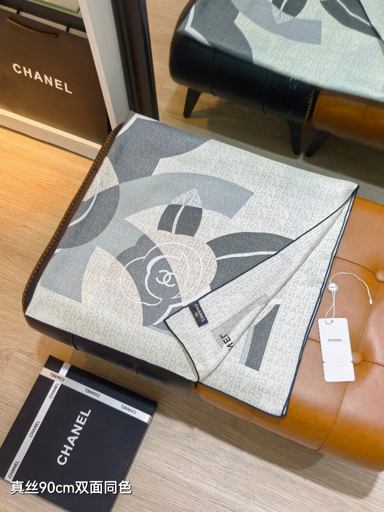 Chanel Double-Sided Silk Scarf-015