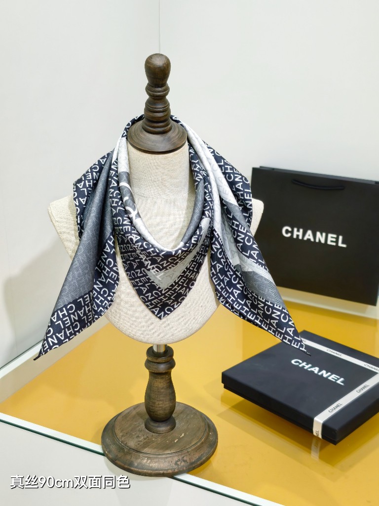 Chanel Double-Sided Silk Scarf-013