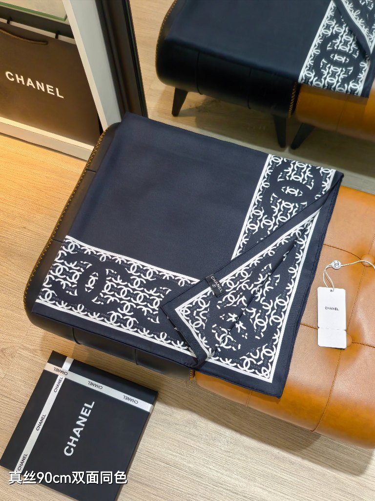 Chanel Double-Sided Silk Scarf-008