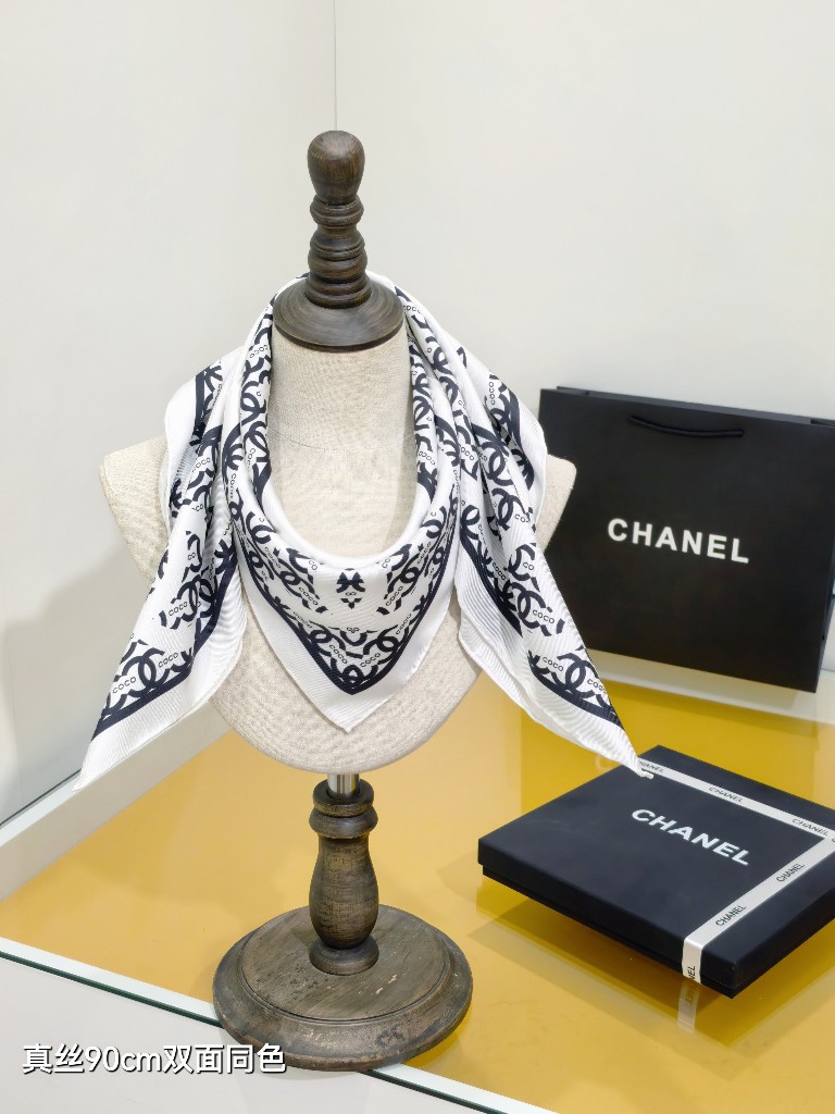 Chanel Double-Sided Silk Scarf-006