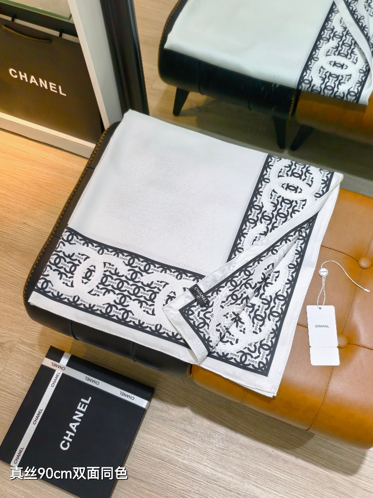 Chanel Double-Sided Silk Scarf-005