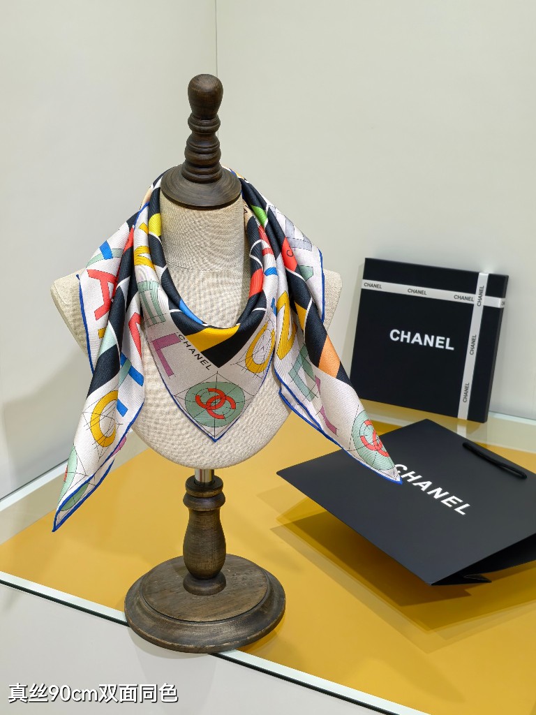 Chanel Double-Sided Silk Scarf-003