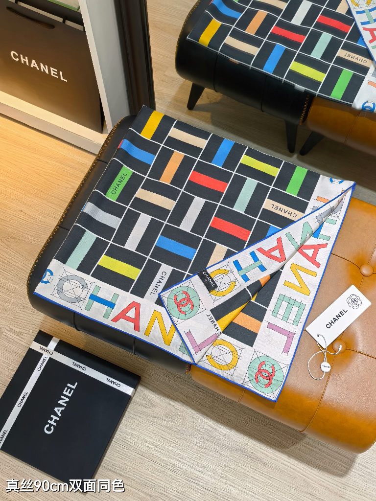Chanel Double-Sided Silk Scarf-002