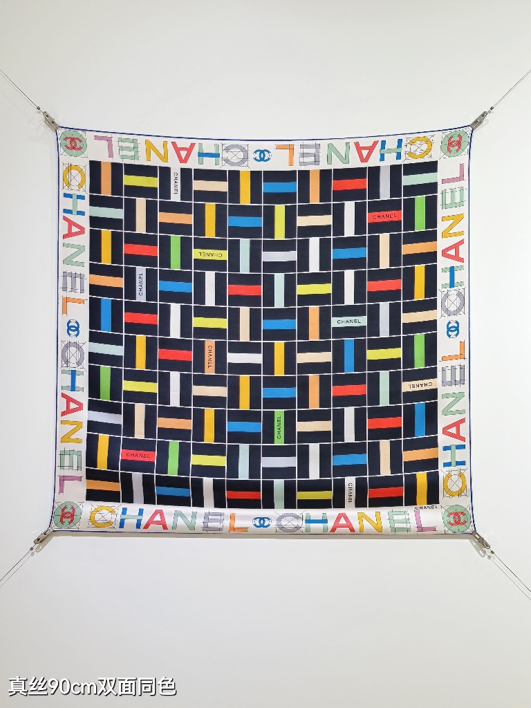 Chanel Double-Sided Silk Scarf-001