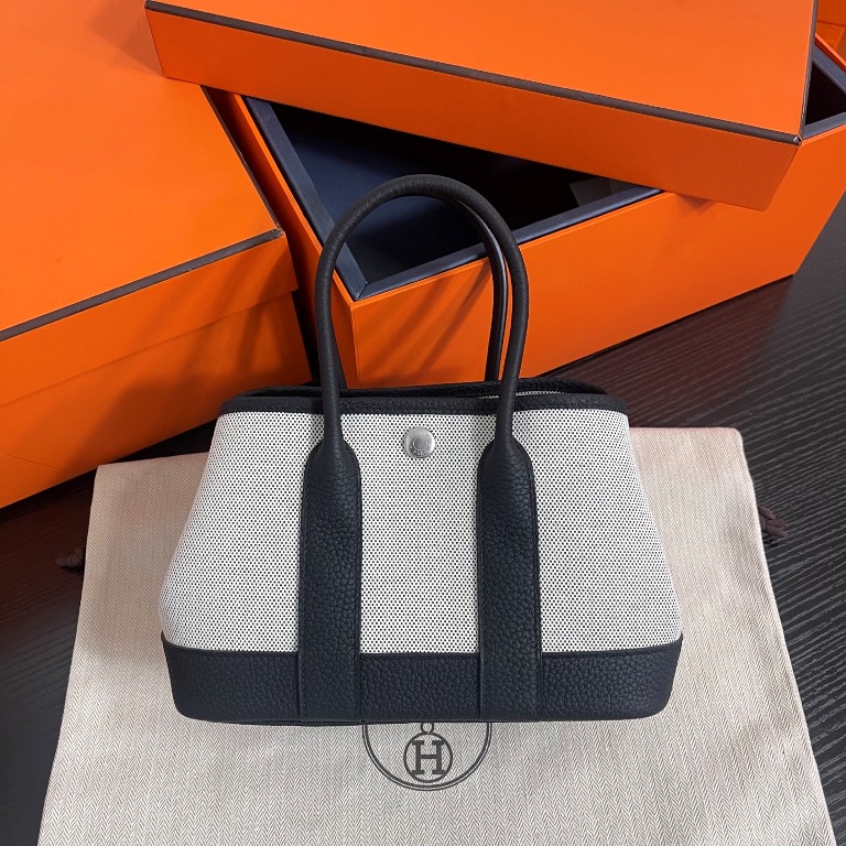 Garden Party Mini 23cm In Canvas and Leather(panda bicolor)-001