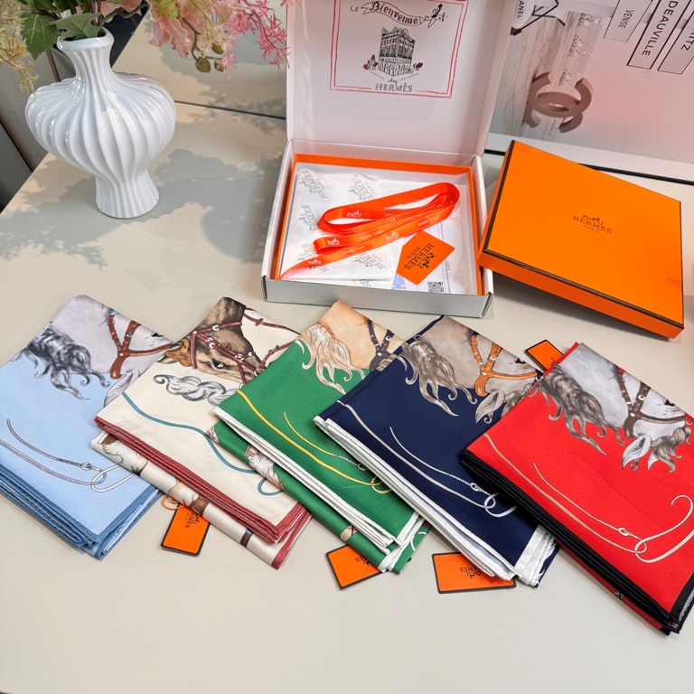 Hermes Single-Sided Silk Scarf-064
