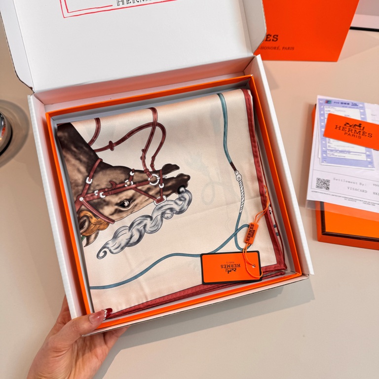 Hermes Single-Sided Silk Scarf-063