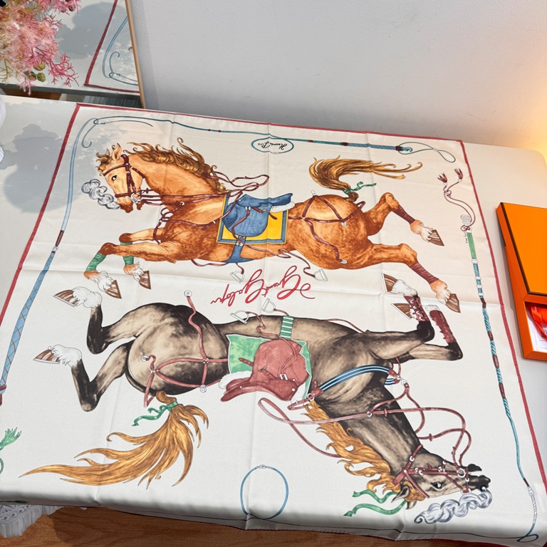 Hermes Single-Sided Silk Scarf-061