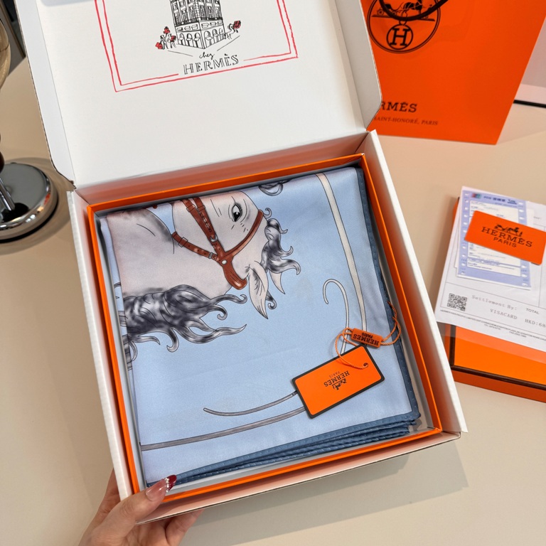 Hermes Single-Sided Silk Scarf-060