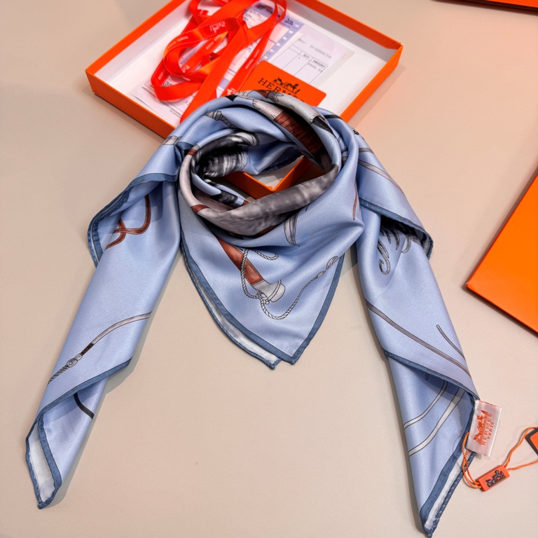 Hermes Single-Sided Silk Scarf-059