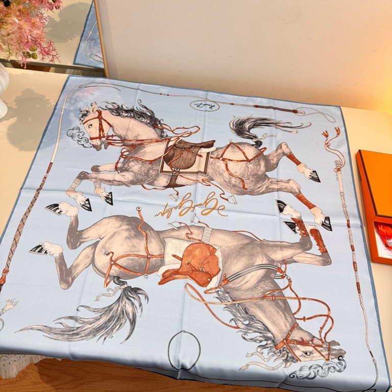 Hermes Single-Sided Silk Scarf-058