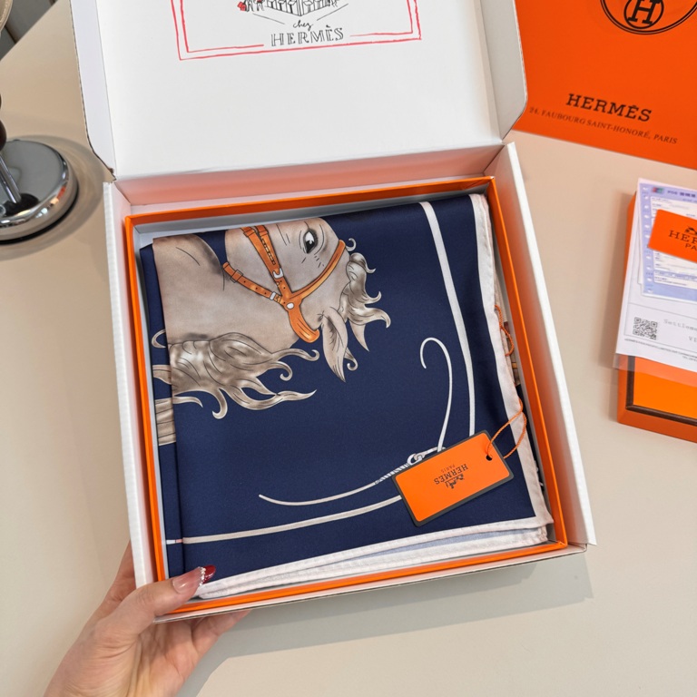 Hermes Single-Sided Silk Scarf-057
