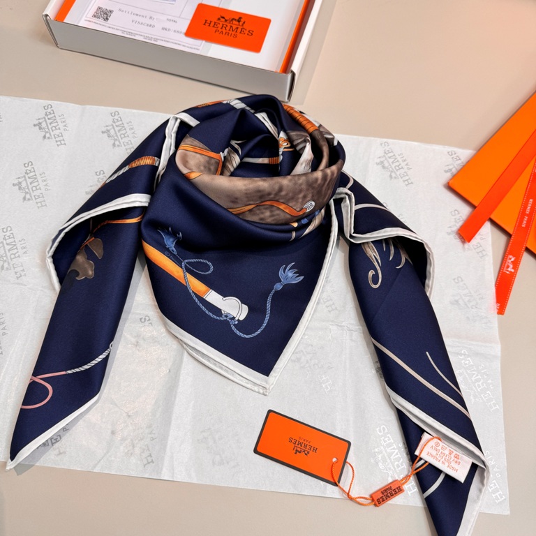 Hermes Single-Sided Silk Scarf-056