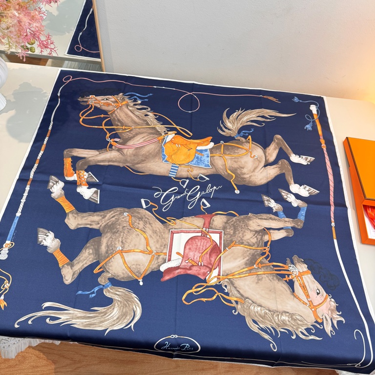 Hermes Single-Sided Silk Scarf-055