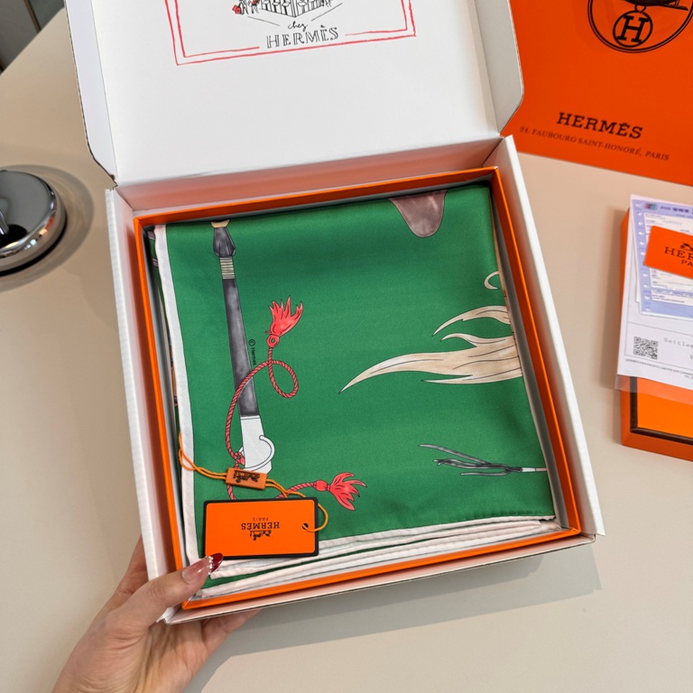 Hermes Single-Sided Silk Scarf-054