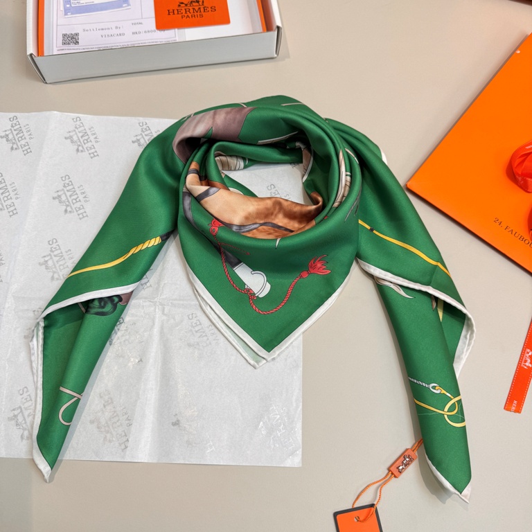 Hermes Single-Sided Silk Scarf-053