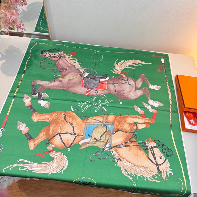 Hermes Single-Sided Silk Scarf-052