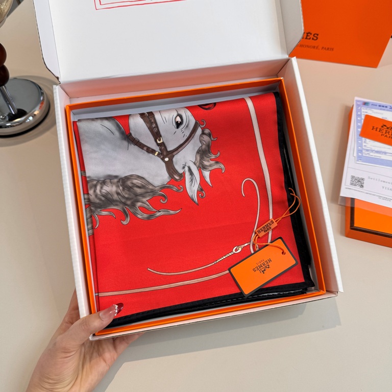 Hermes Single-Sided Silk Scarf-051