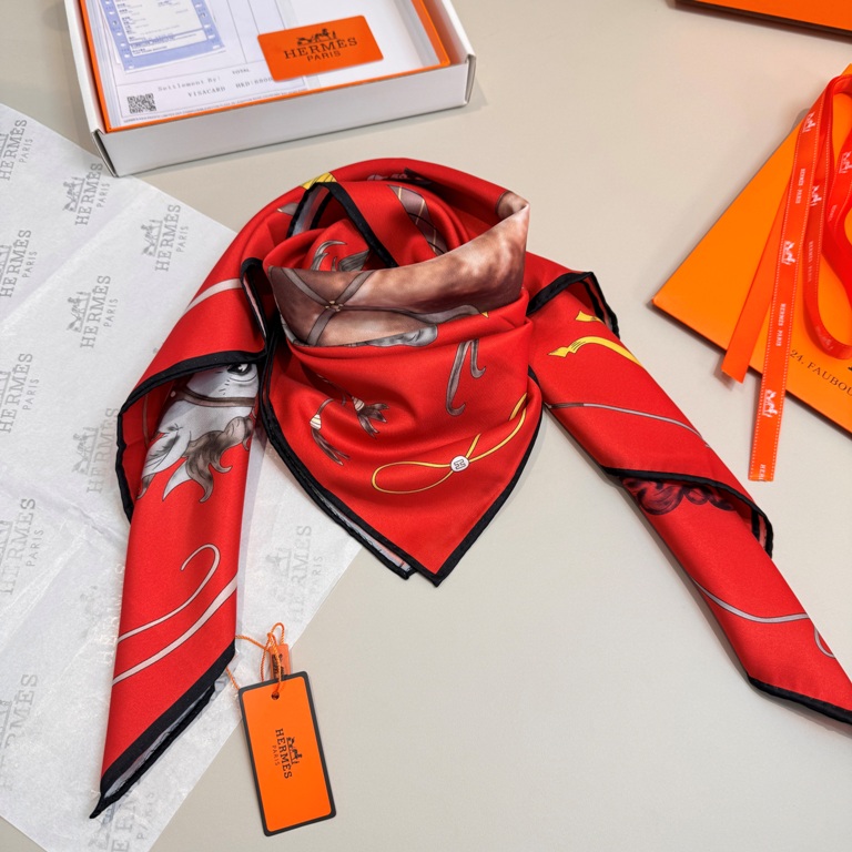 Hermes Single-Sided Silk Scarf-050
