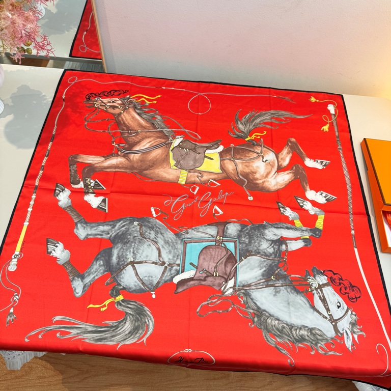 Hermes Single-Sided Silk Scarf-049
