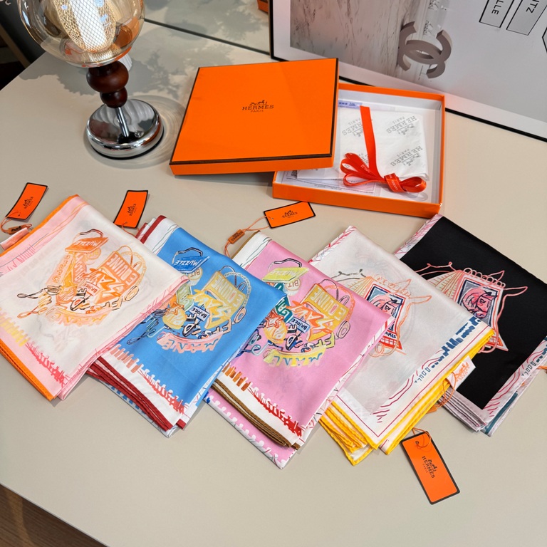 Hermes Single-Sided Silk Scarf-048