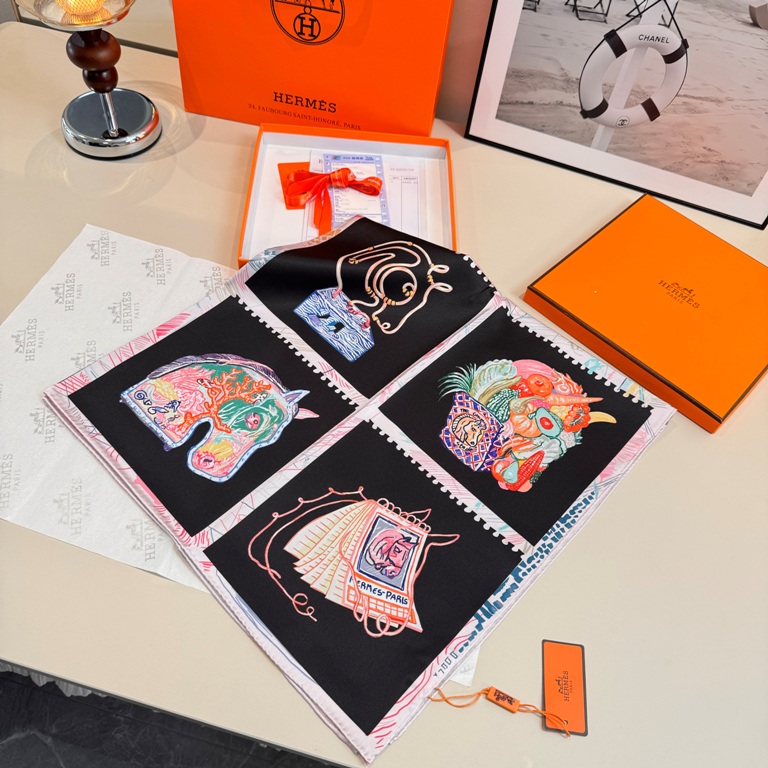 Hermes Single-Sided Silk Scarf-047