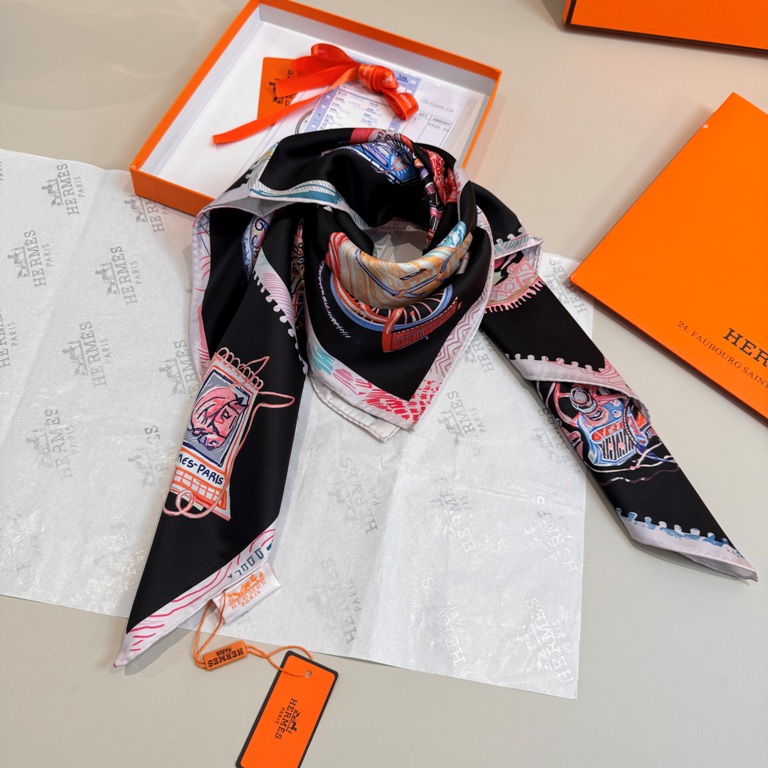 Hermes Single-Sided Silk Scarf-046
