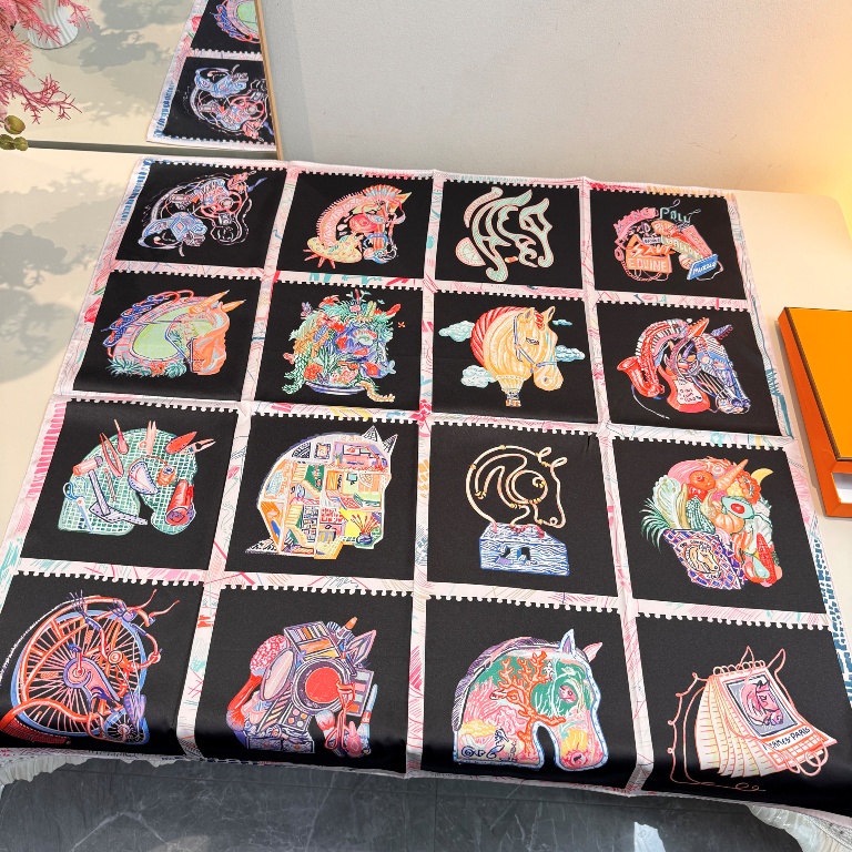 Hermes Single-Sided Silk Scarf-045