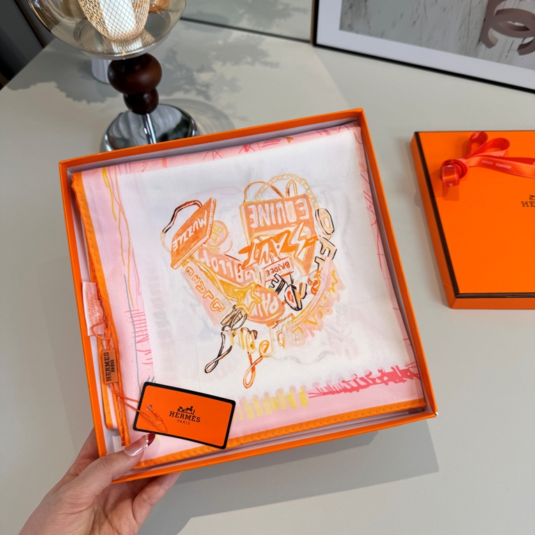 Hermes Single-Sided Silk Scarf-044