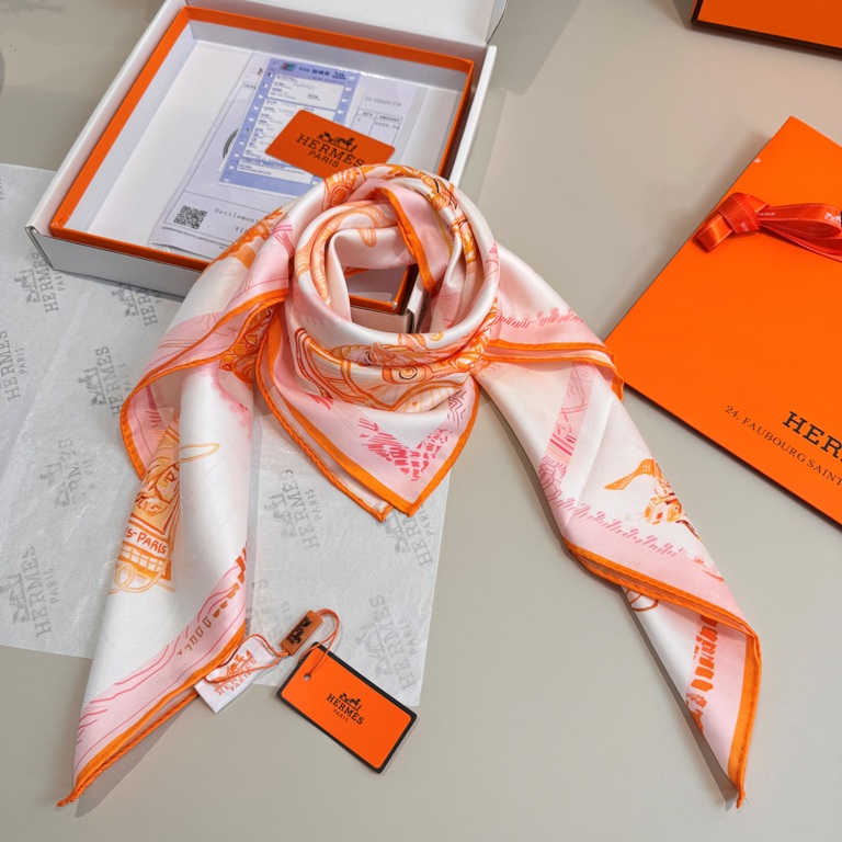 Hermes Single-Sided Silk Scarf-043