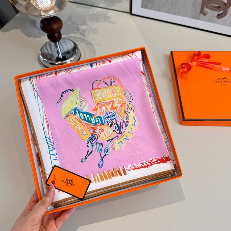 Hermes Single-Sided Silk Scarf-041