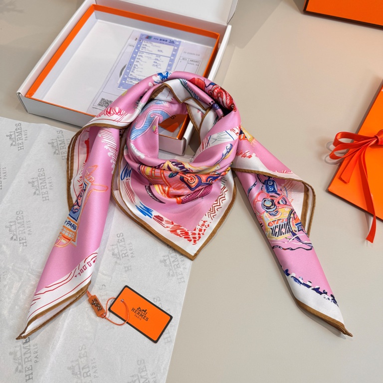 Hermes Single-Sided Silk Scarf-040