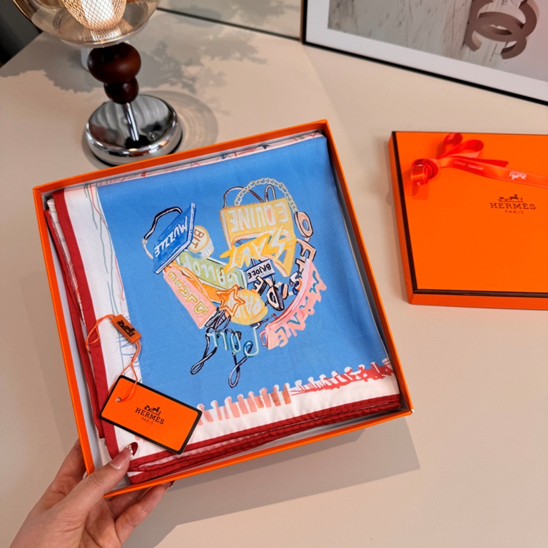 Hermes Single-Sided Silk Scarf-038