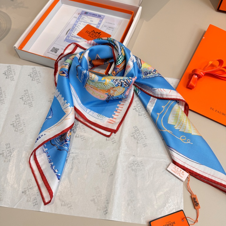 Hermes Single-Sided Silk Scarf-037