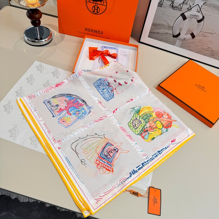 Hermes Single-Sided Silk Scarf-035