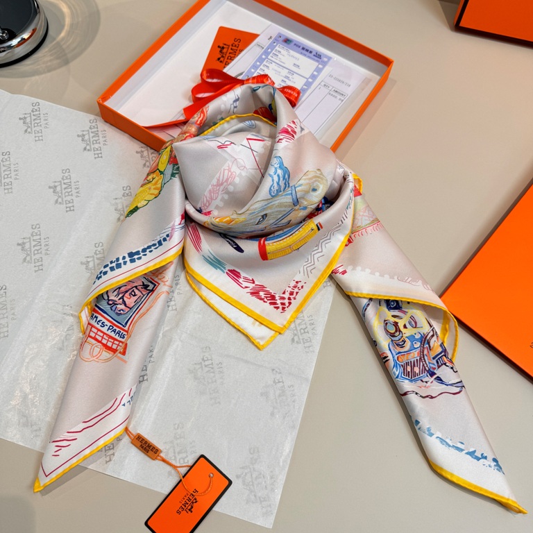Hermes Single-Sided Silk Scarf-034