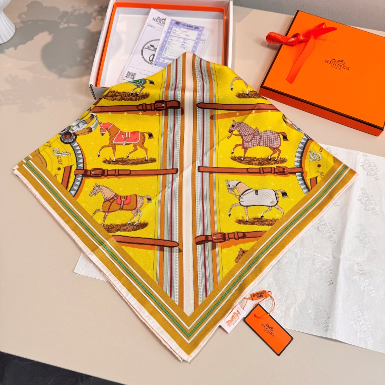 Hermes Single-Sided Silk Scarf-028