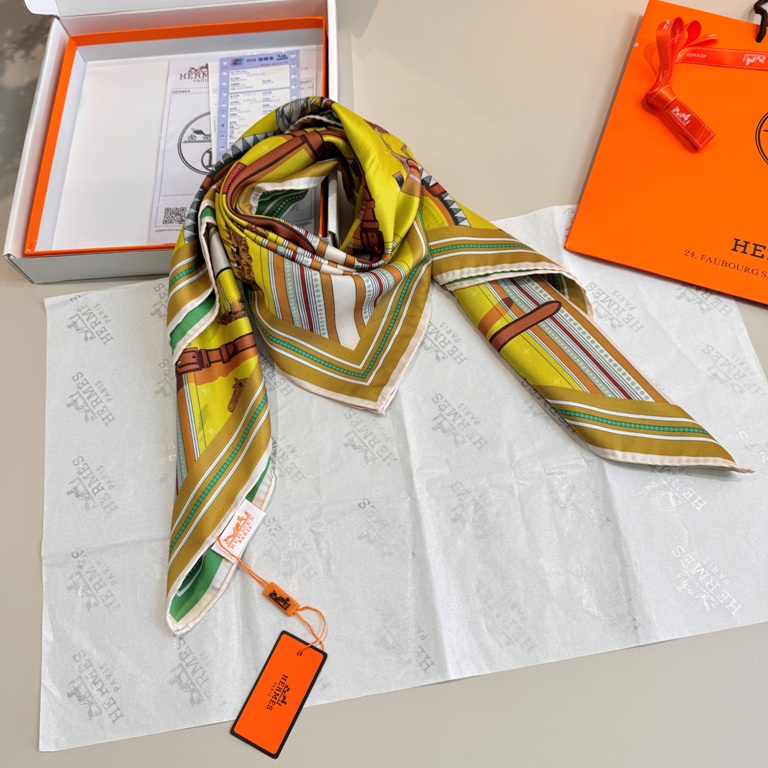 Hermes Single-Sided Silk Scarf-027