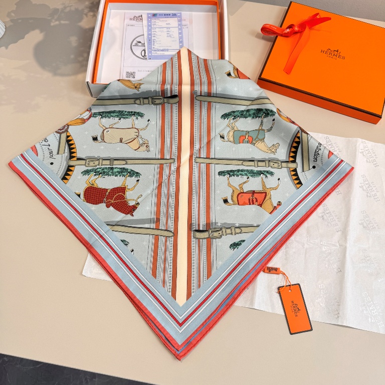 Hermes Single-Sided Silk Scarf-025