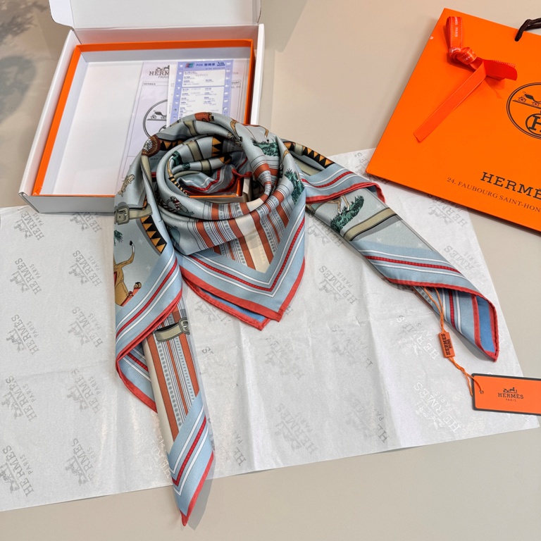 Hermes Single-Sided Silk Scarf-024